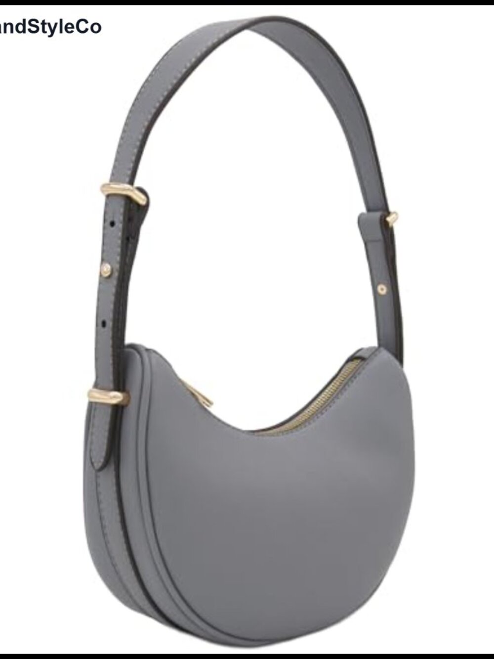 Small Crescent Smooth Faux Leather Underarm Shoulder Bag Adjustable Strap
